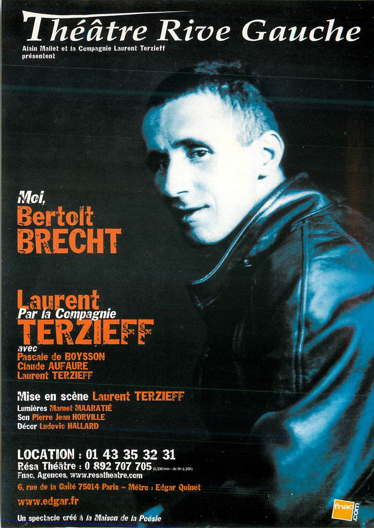 CPM Theatre Rive Gauche Moi Bertolt Brecht par la Compagnie Laurent Terzieff